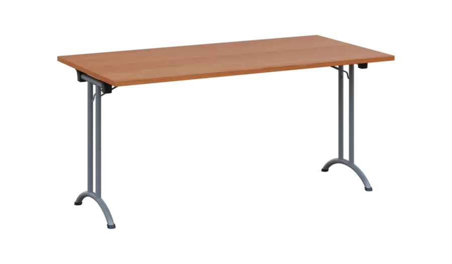 SLA 160 lak skládací jednací stůl 1600x800, deska 25 mm, podnož stříbrný lak, deska olše jantar